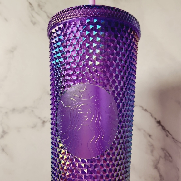 Brand New Starbucks Summer 2022 Oil Slick Metallic Purple Studded Venti Tumbler - Picture 6 of 6